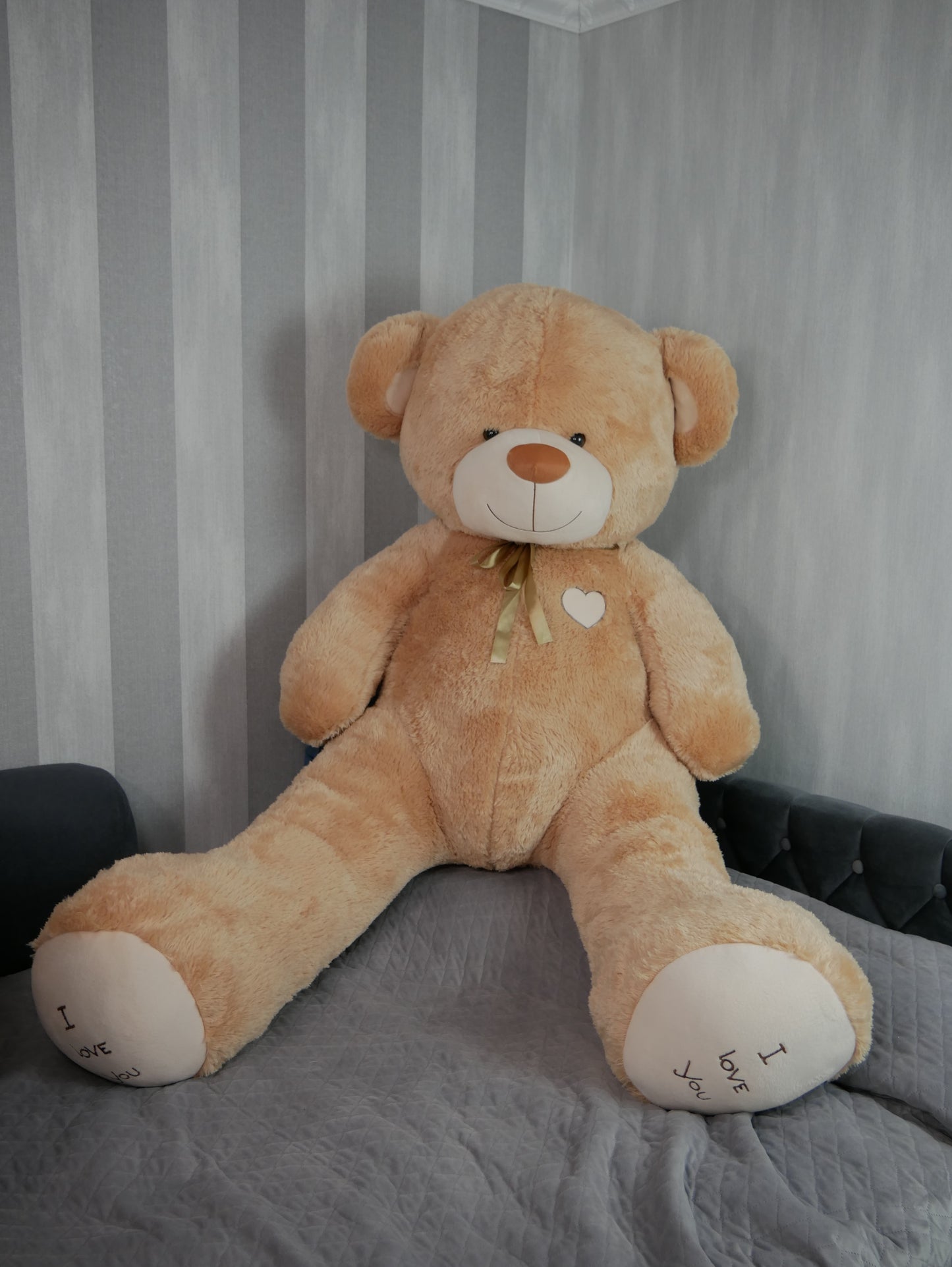 XXL Teddy 200 cm COFFEE "I LOVE YOU"