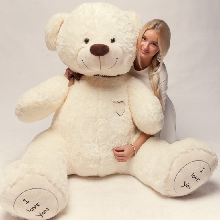 XXL teddy 200 cm white "I LOVE YOU"